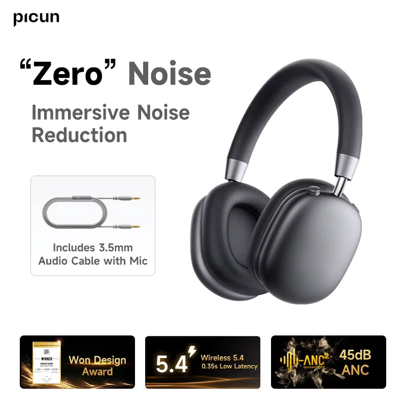 F5 ANC Wireless Bluetooth 5.3 Headphones Hi-Res Audio over Ear Headset 25Db Adaptive Noise Cancellation Earphones 50H